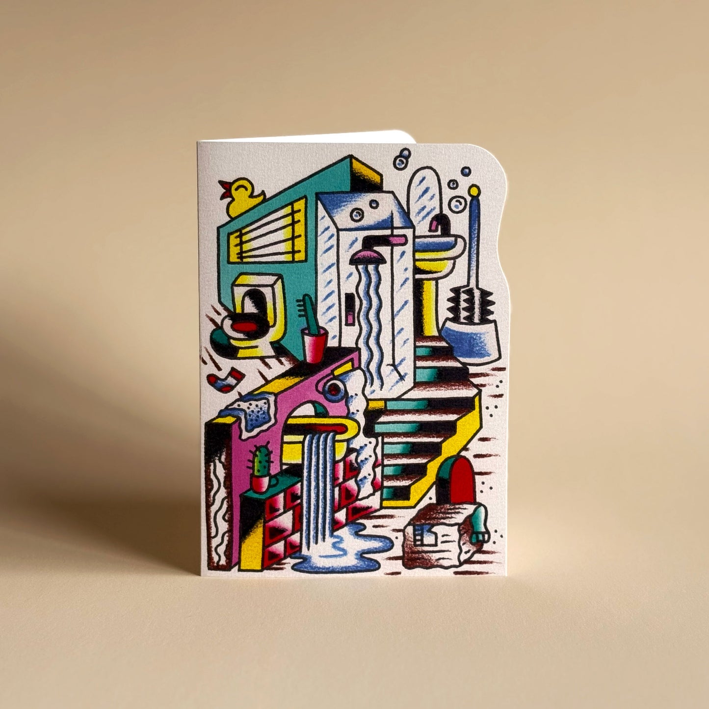 Shower Thoughts die-cut greetings card by BlackDog