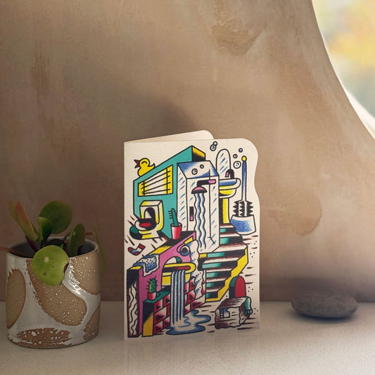 Shower Thoughts die-cut card by BlackDog