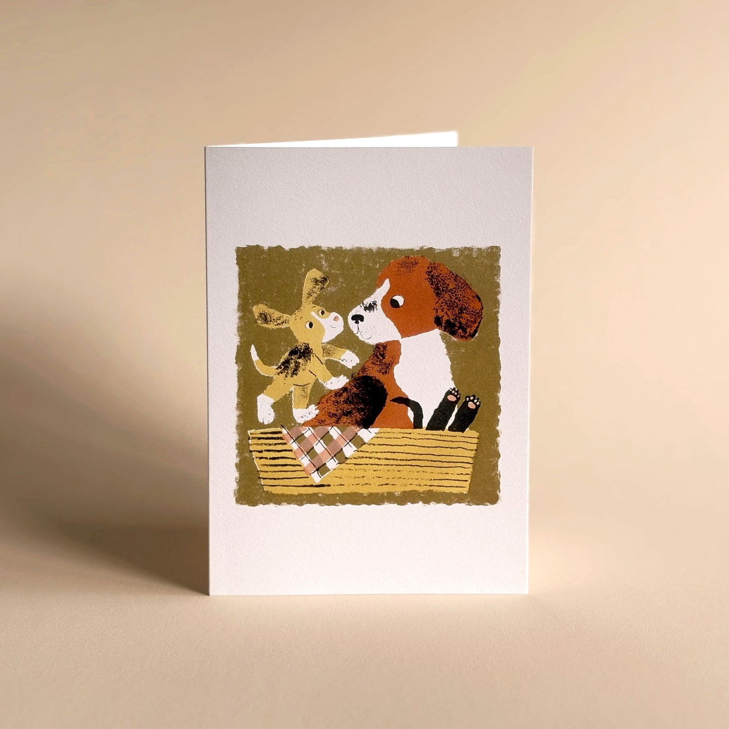 Dog and Puppies kids greetings card by Meg Rennie