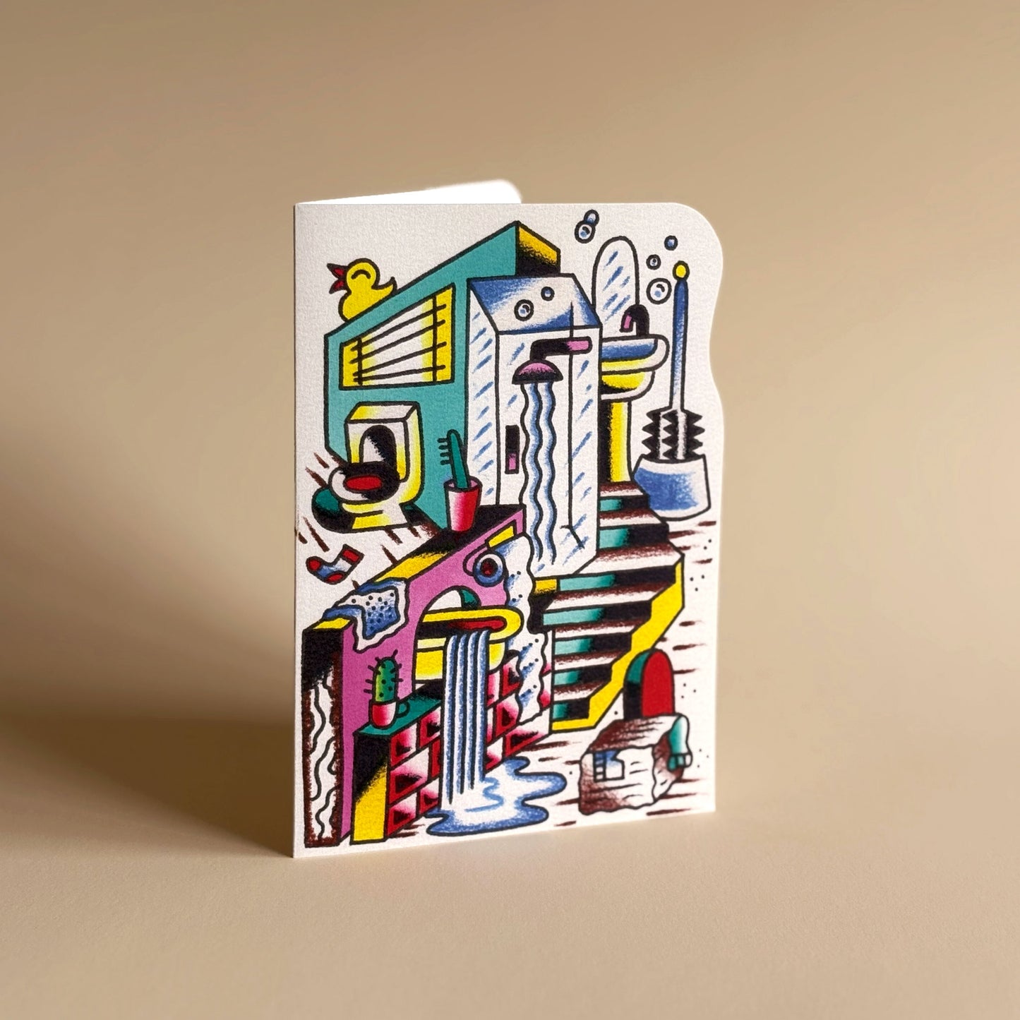 Shower Thoughts die-cut greetings card by BlackDog