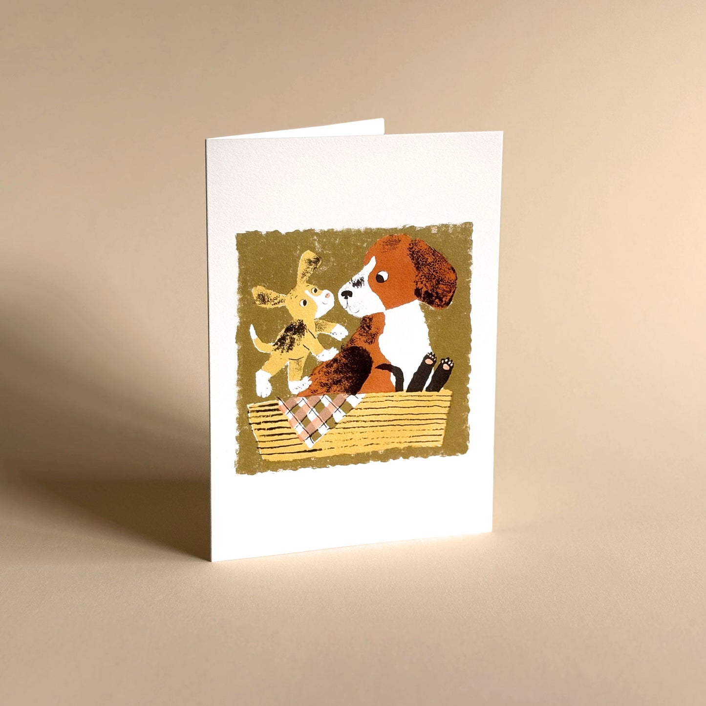 Dog and Puppies kids greetings card by Meg Rennie