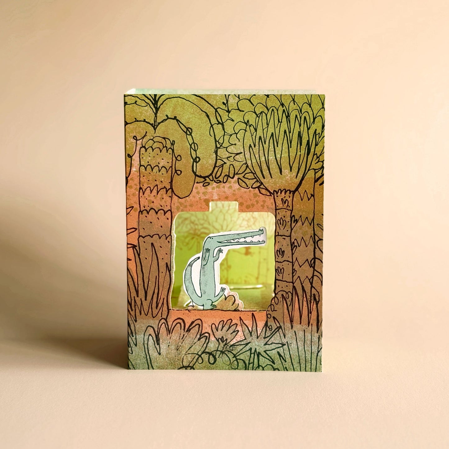 Crocodile Rock 3D die-cut kids jungle greetings card by Toby Rampton