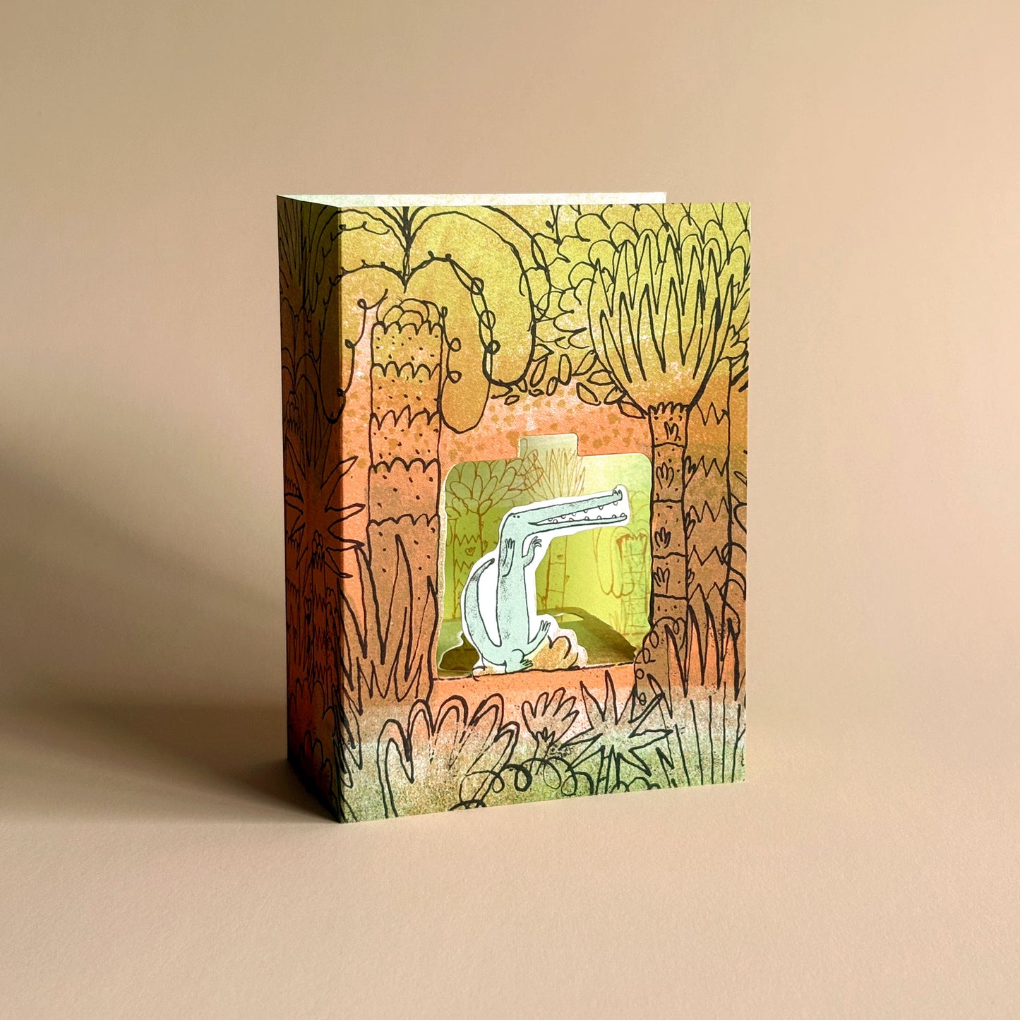 Crocodile Rock 3D die-cut kids jungle greetings card by Toby Rampton
